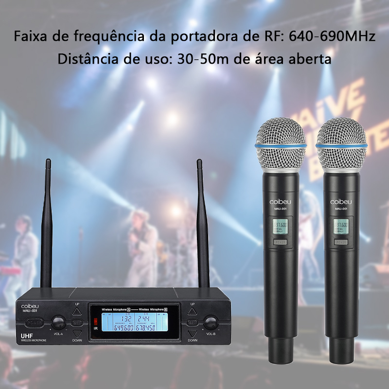 COIBEU Microfone Karaoke Profissional Sem Fio Duplo MAU 001 Shopee Brasil