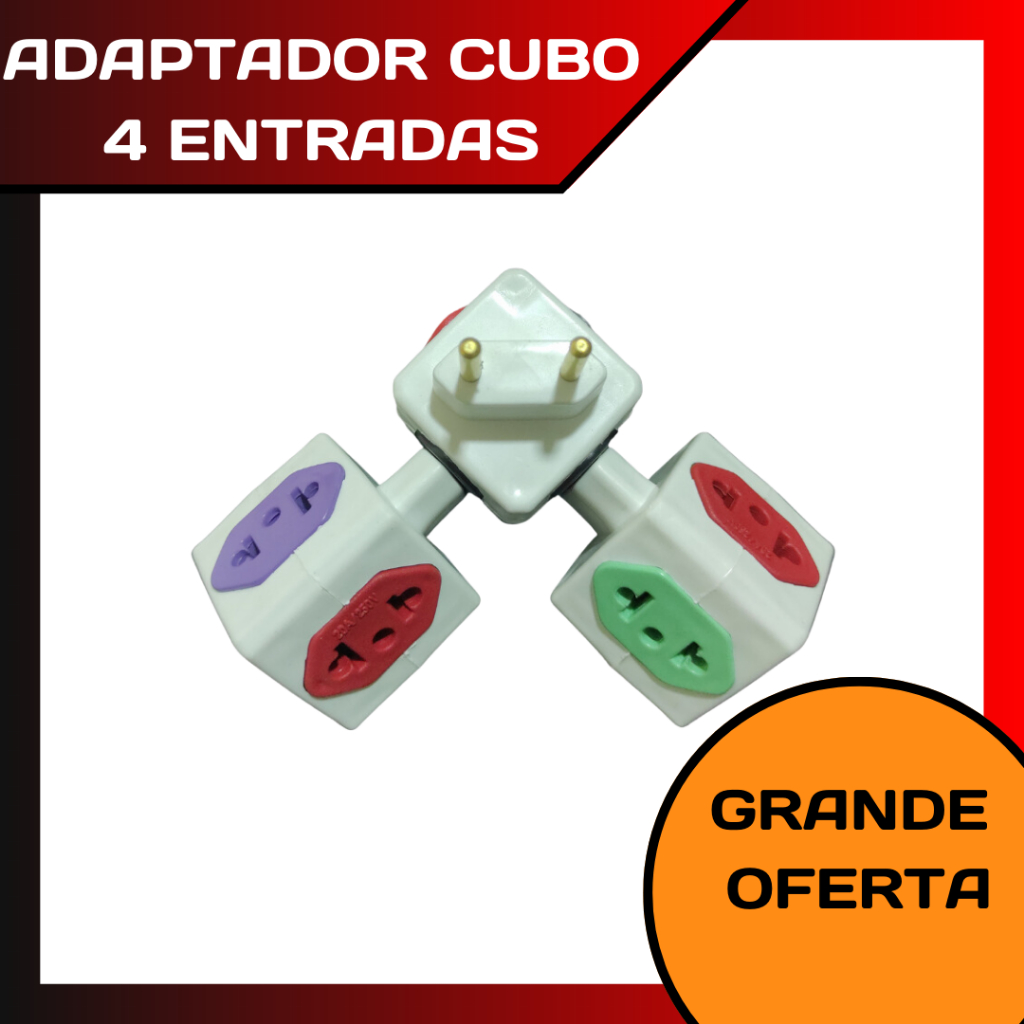 Adaptador De Tomada Cubo 4 Entradas T Benjamin Shopee Brasil