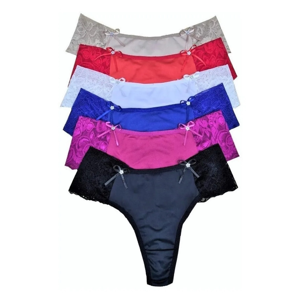 Kit Calcinhas Tanga Lateral Renda Dupla Sexy Lingerie Conforto Fio