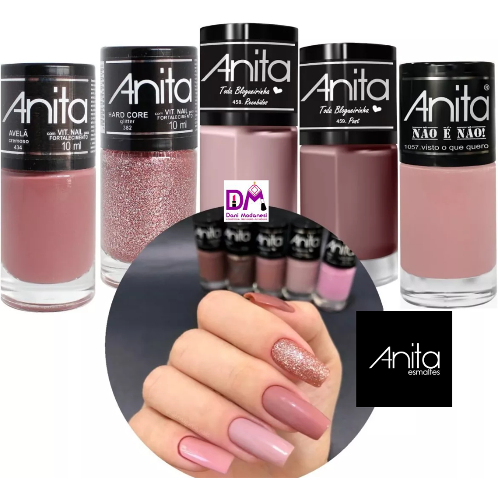 Esmaltes Anita TONS DE NUDE 5 Cores Shopee Brasil