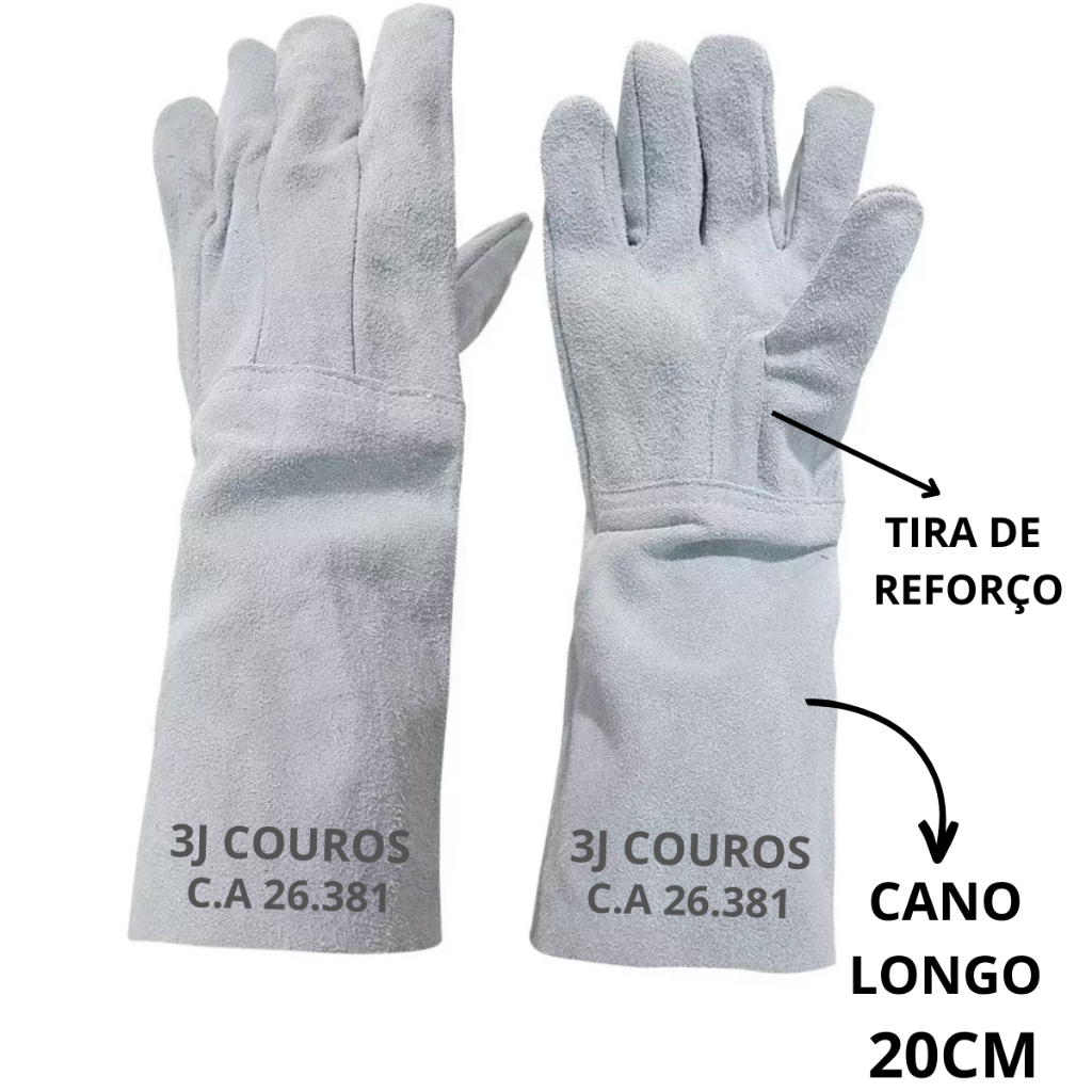 Luva Raspa Couro Soldador Solda Punho 20cm Shopee Brasil