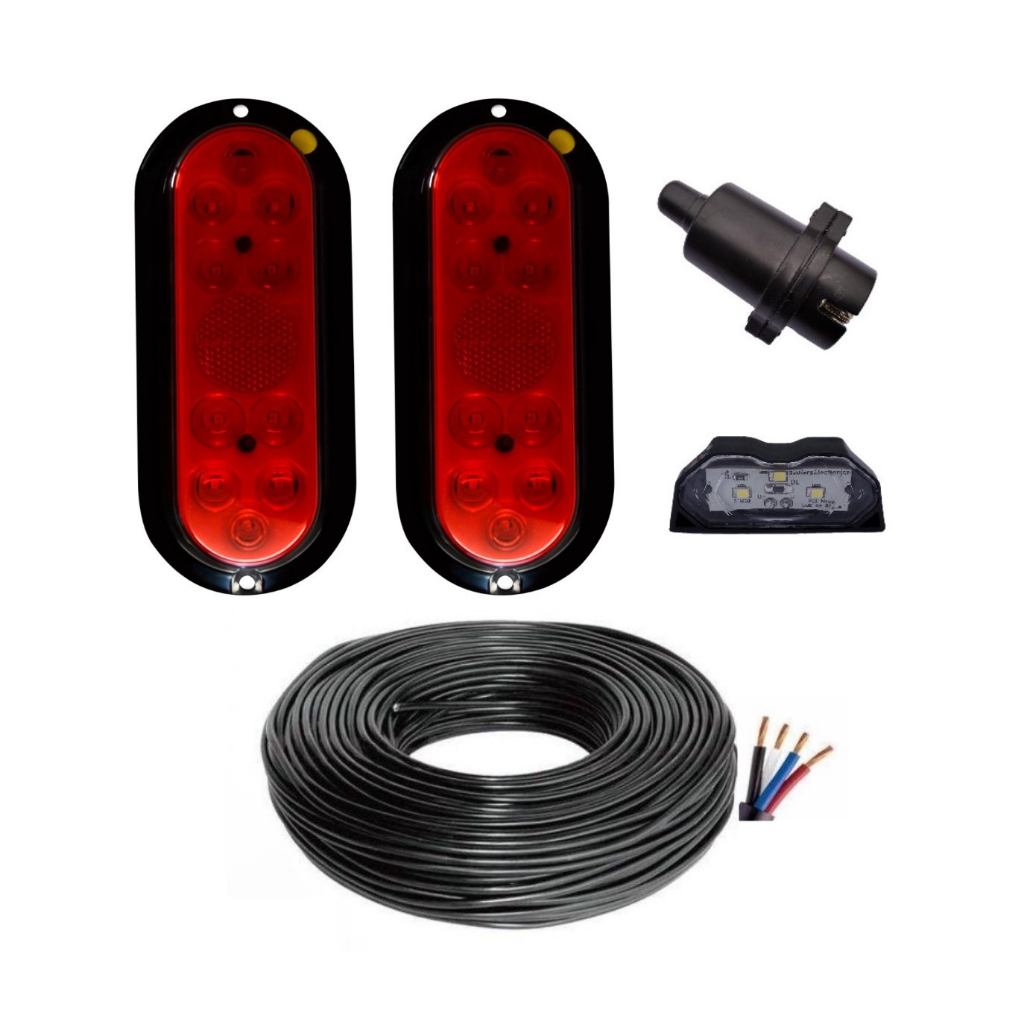 Kit Conjunto El Trico Completo Lanterna Luz Placa Led Fio Cabo Pp