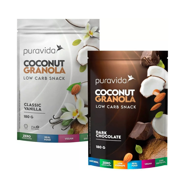 Granola Coconut Puravida Low Carb Vanilla E Choco Kit Un Shopee Brasil