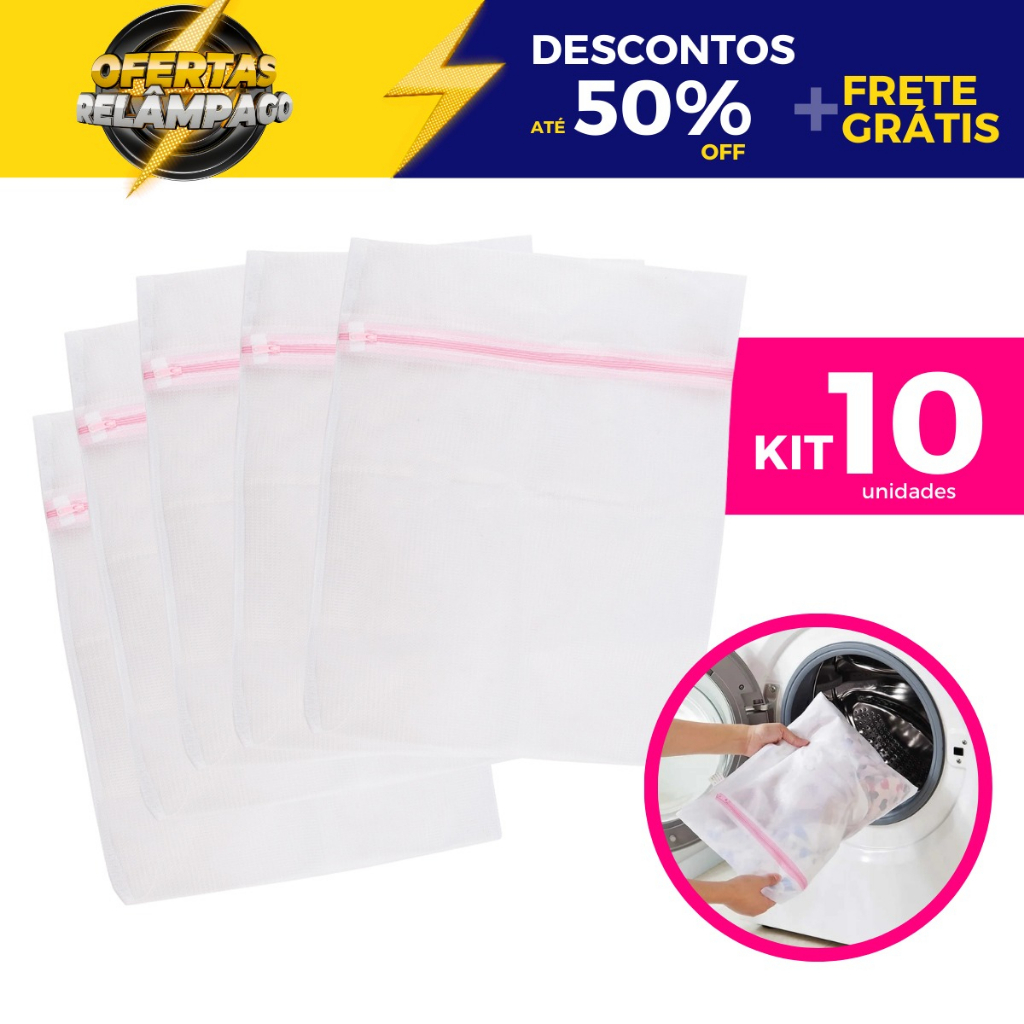 Kit 10 Unidades Saco Para Lavar Roupa Íntima Protetor De Lingerie