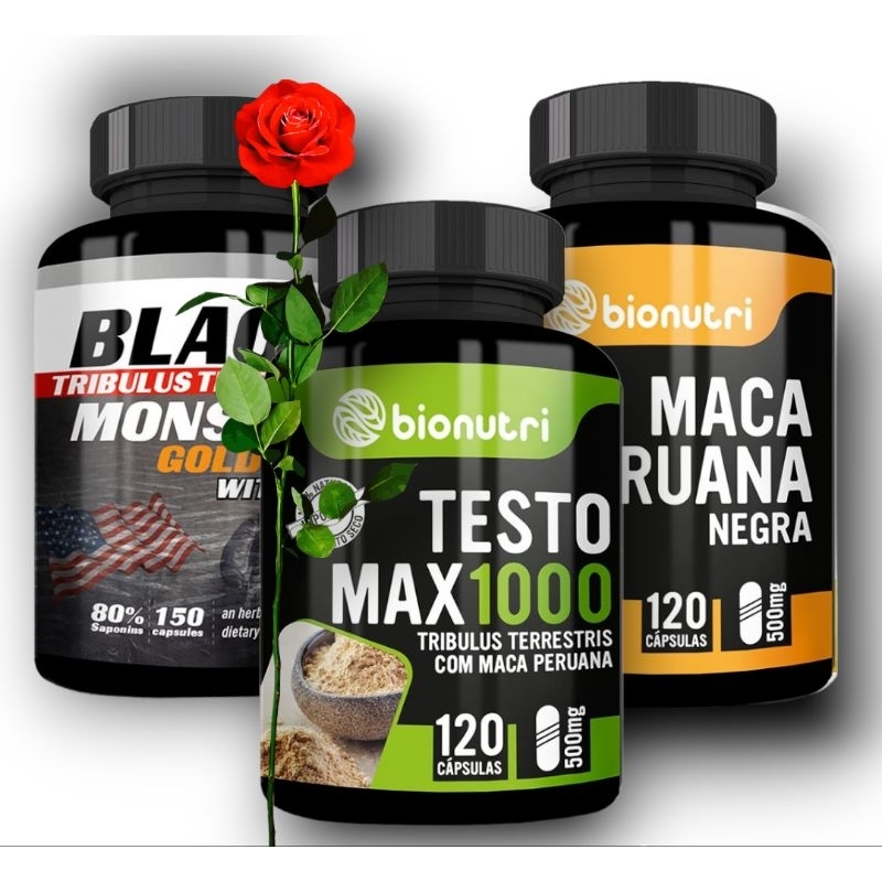 Kit 3x Maca Peruana Maca Negra Black Monsters força 390 Cápsulas