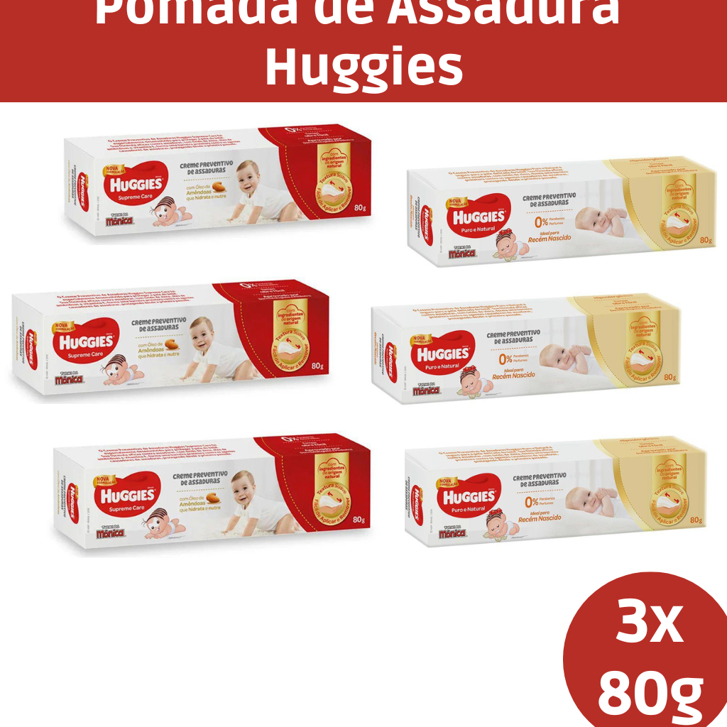 Kit Pomada De Assadura Huggies G Supreme Care Puro E Natural