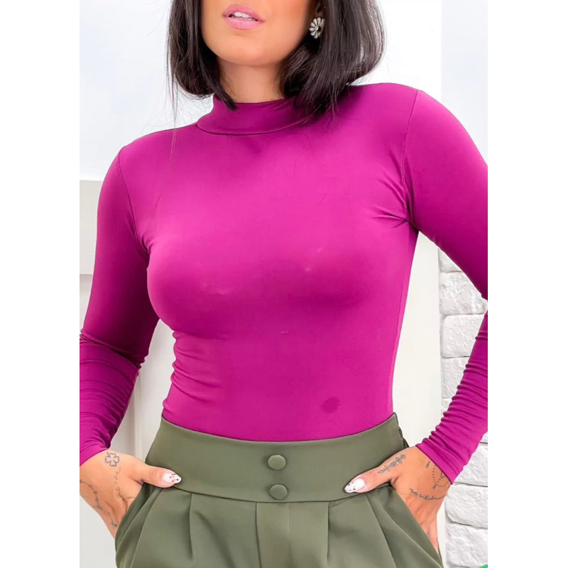 Blusa Feminina Segunda Pele Gola Alta Inverno Manga Longa Feminina