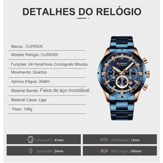 CURREN 8355 Marca Top Luxo Original Na caixa Lacrado Relógio Masculino