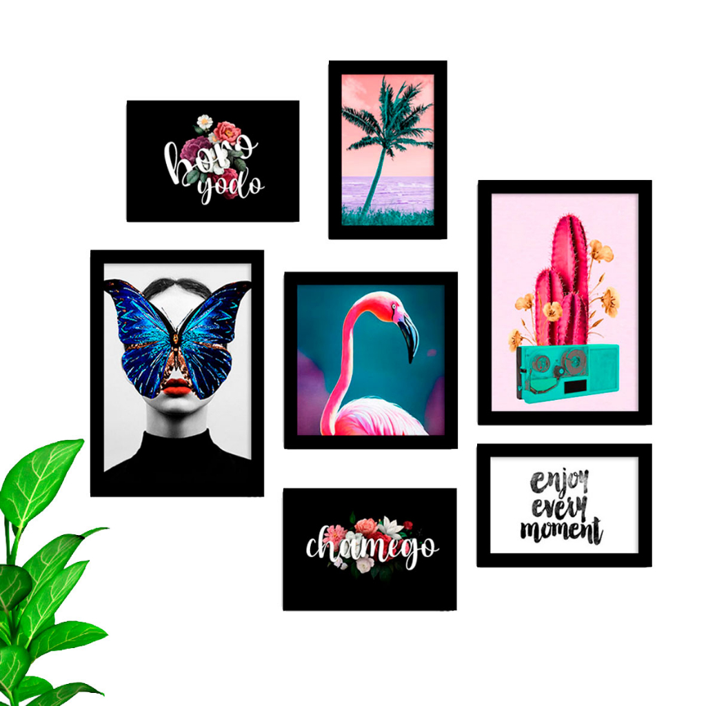 Kit 7 Placas Decorativas Quadros Flamingo Quarto Sala 85x85 Shopee Brasil