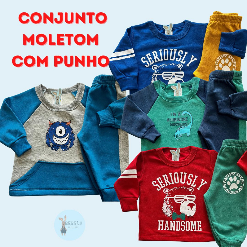 Conjunto Beb Agasalho Moletom Flanelado Pmg Shopee Brasil