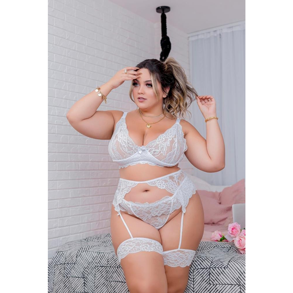 Conjunto Plus Size Lingerie Sensual Em Renda Premium Shopee Brasil