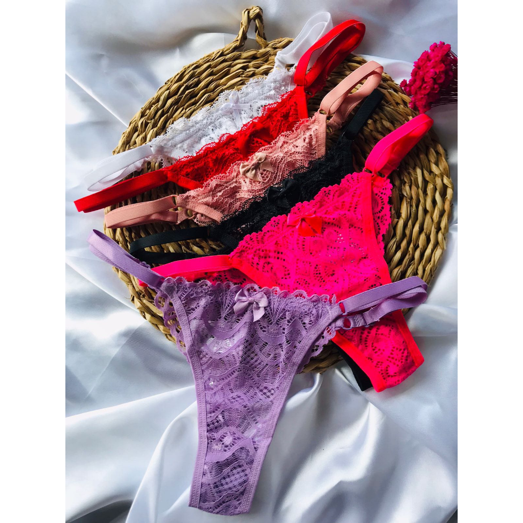 Calcinha LAIS Fio String Regulagem Rendada Renda Sexy Sensual Moda Íntima Lingerie LINGERIE