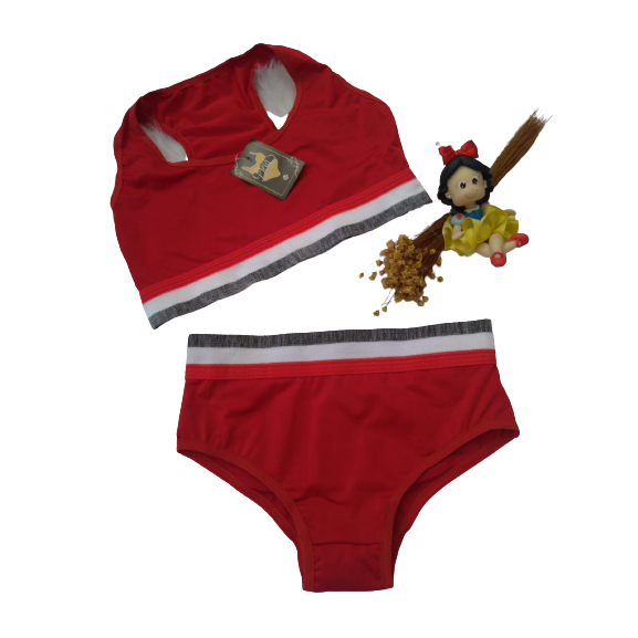 Conjunto Lingerie Infantil Sutia Costa Nadador Calcinha Em