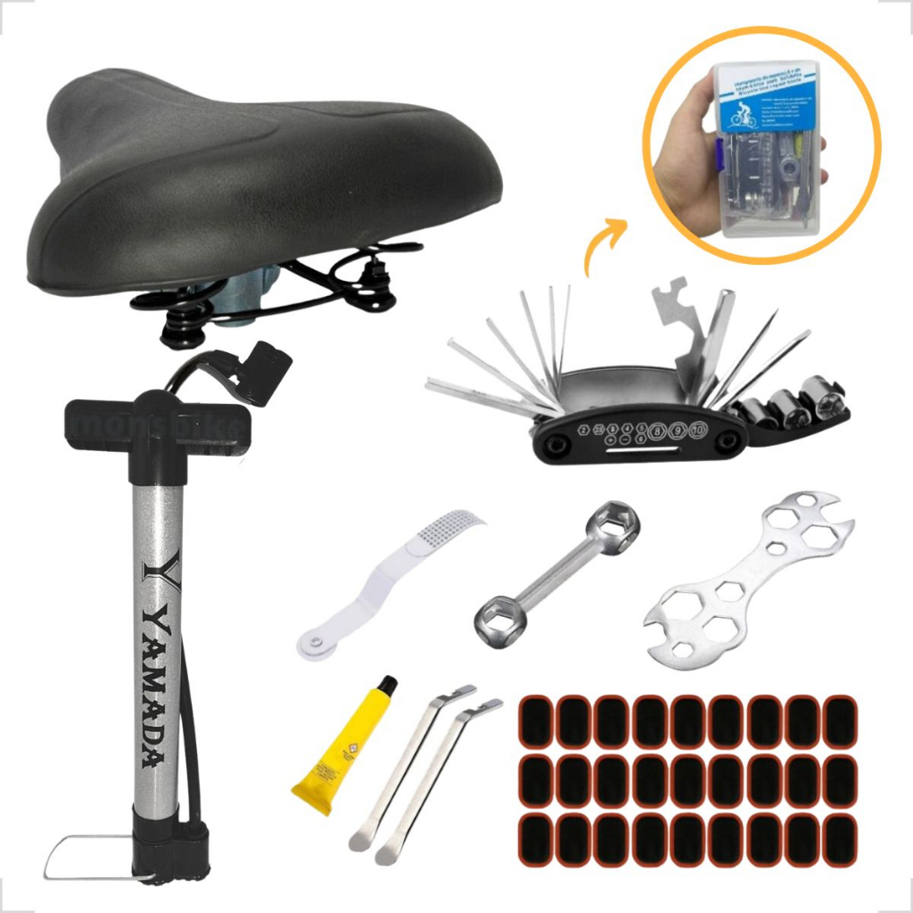 Selim Bike Bicicleta Banco 2 Molas Confortavel Kit Ferramentas