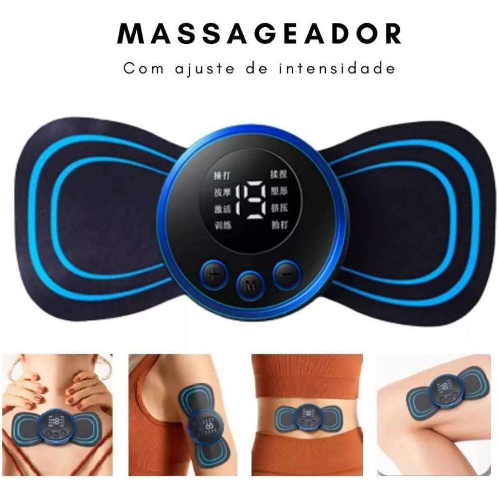 Massageador Elétrico EMS Pro Portátil Mini Massageador para Dor no