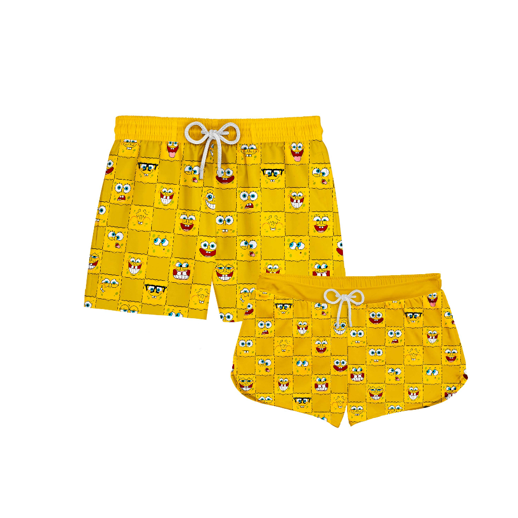 Kit Casal Short Praia Bob Esponja Face Xadrez Ref Shopee Brasil