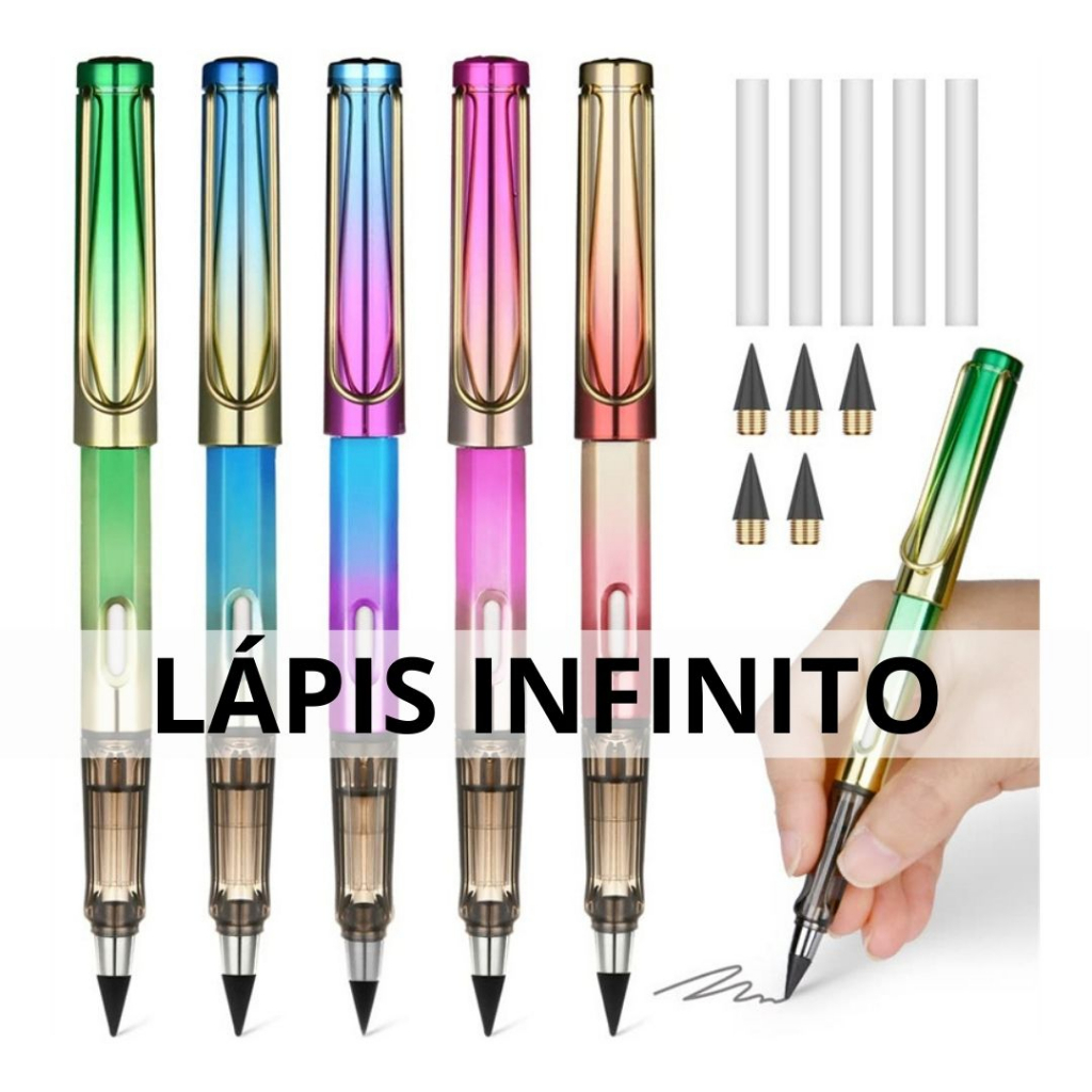 Lapis Infinito Escrever Metalizado 100 Lápis em 1 Eterno Shopee Brasil