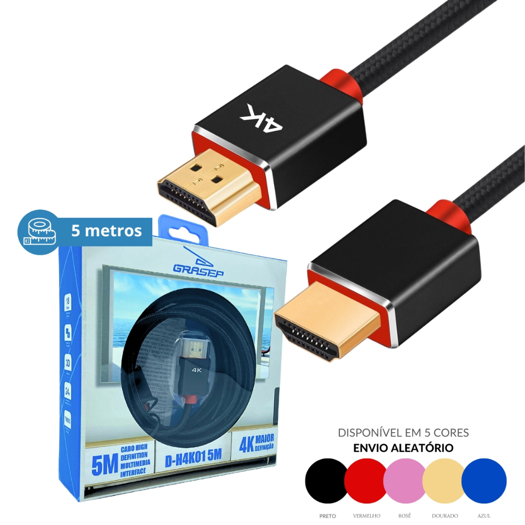 Cabo Hdmi Ultra Hd K Hdr Metros Banhado Ouro Cores Shopee Brasil