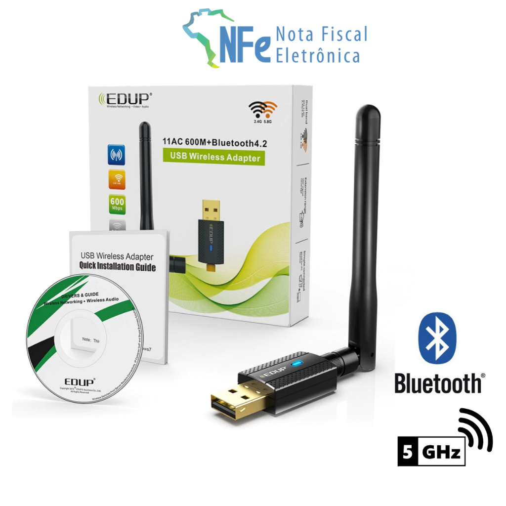 Adaptador Wifi 5Ghz USB Bluetooth 4 2 Dual Band 2 4G E 5G 600