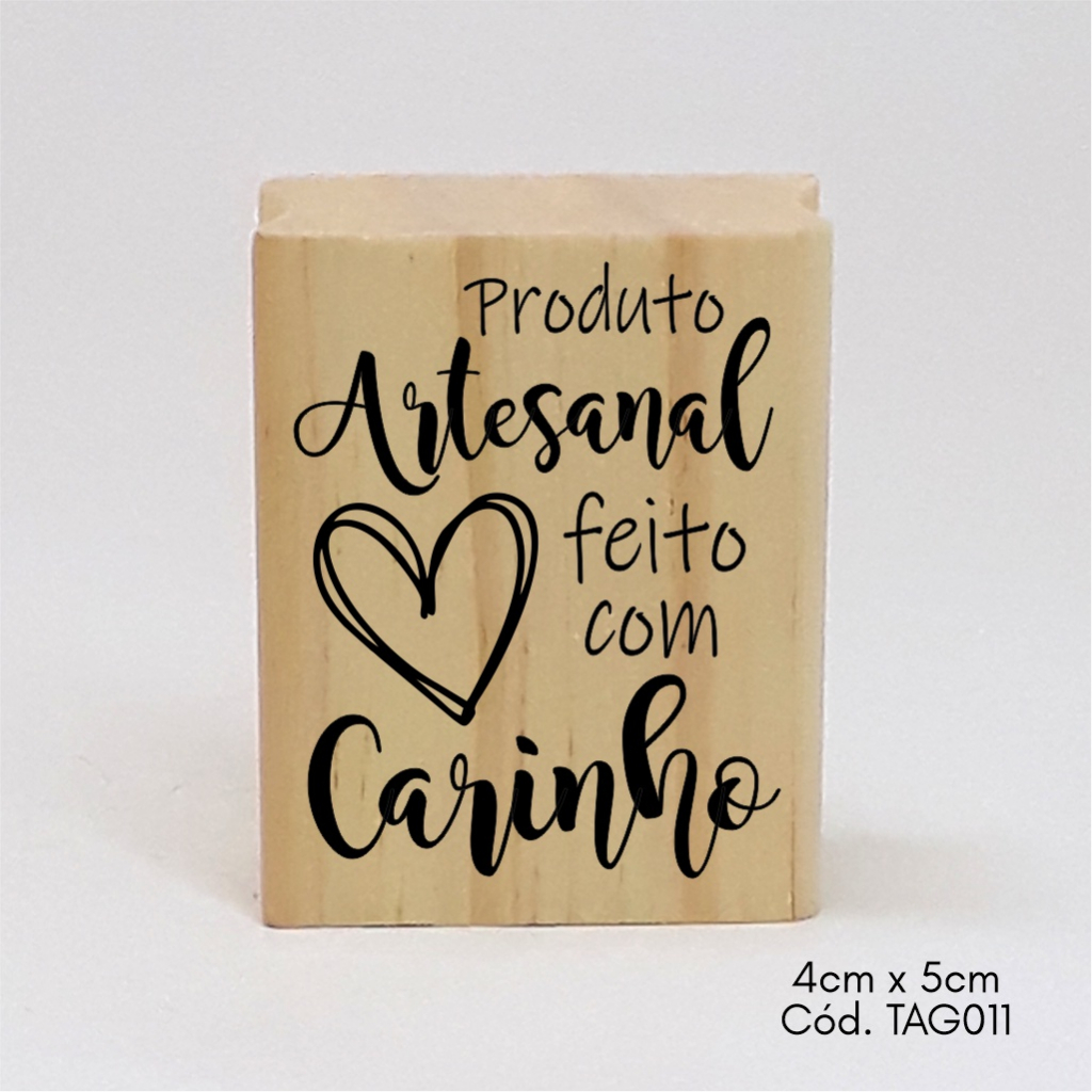 Carimbo Produto Artesanal Feito Carinho Cmx Cm Tag Shopee