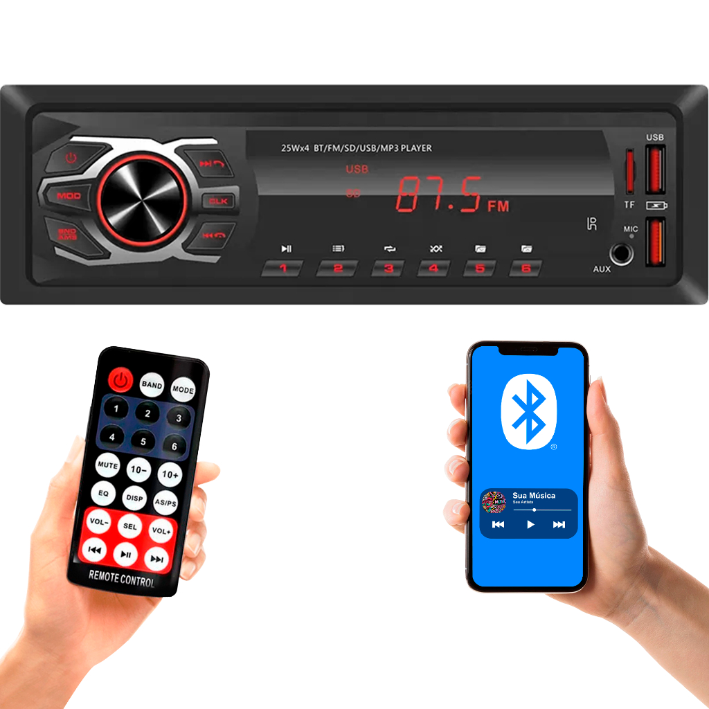 Som Automotivo First Option 6688 Bluetooth USB SD Aux Auto Rádio FM