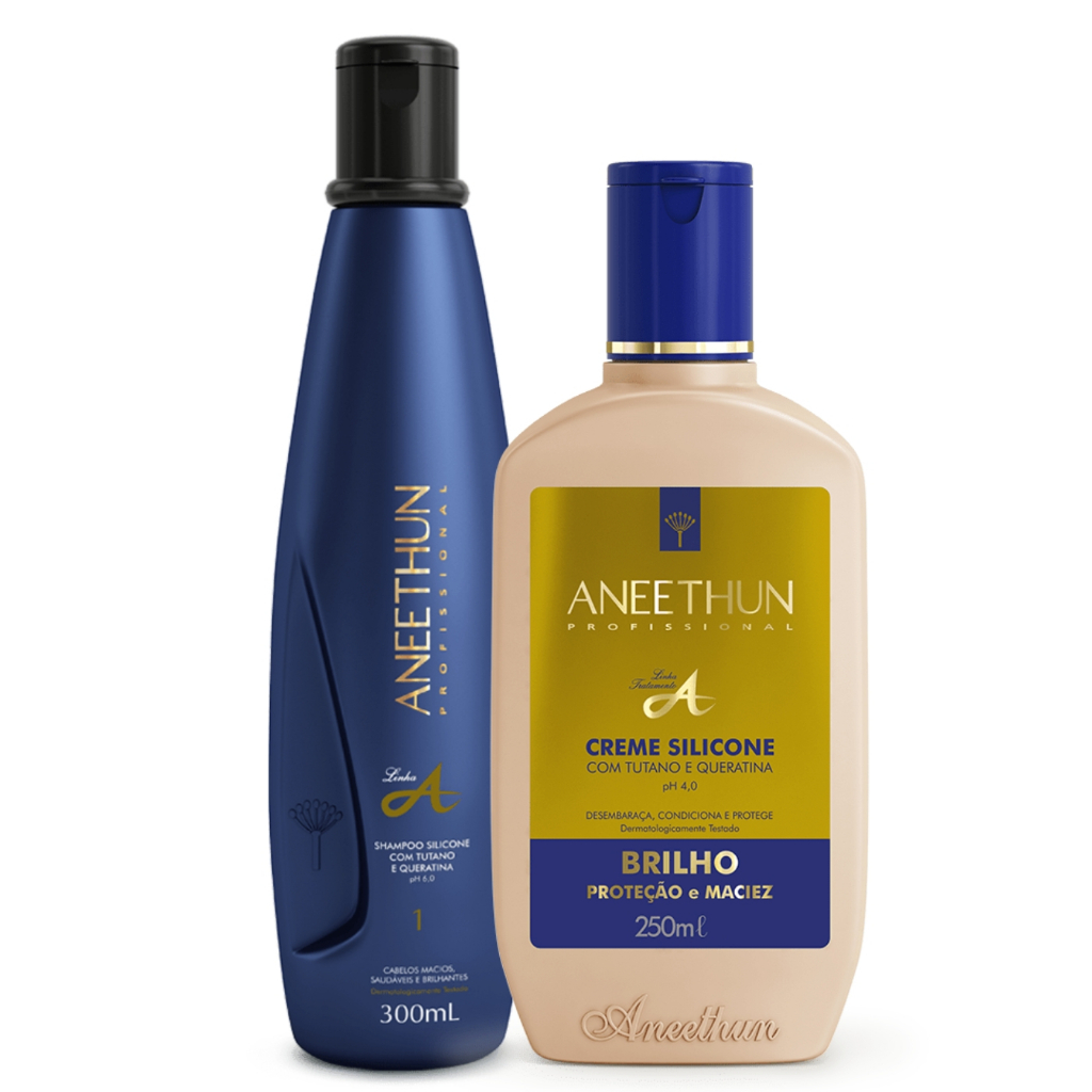 Kit Shampoo E Creme De Silicone Aneethun Linha A System Shampoo Ml