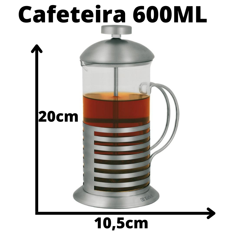 Cafeteira Prensa Francesa De Inox E Vidro E Ml Caf Cremeira Ch