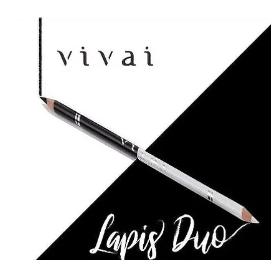 Lápis de Olho Duo Preto e Branco da Vivai 2 em1 Delineador e