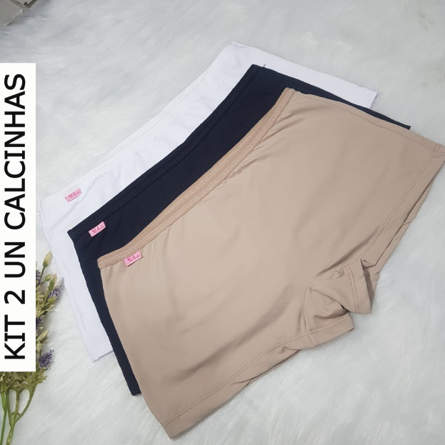 Kit Un Calcinha Short Box Cueca Boxer Feminina Microfibra Poliamida