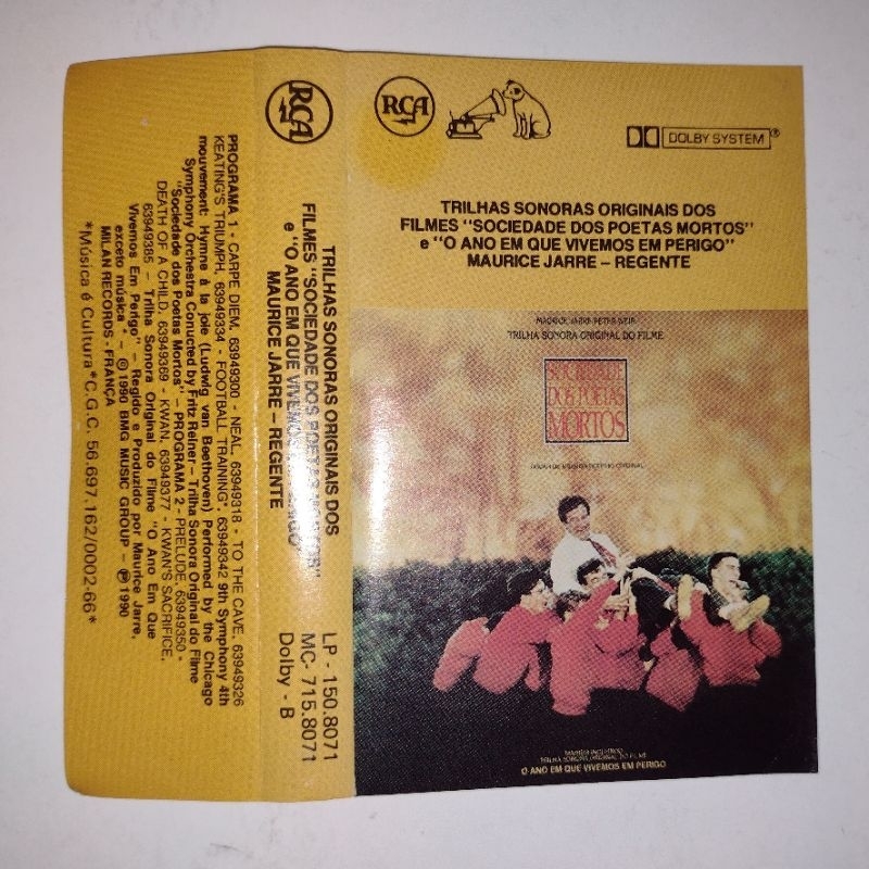 Cassete K Maurice Jarre Trilha Sonora Original Do Filme Sociedade