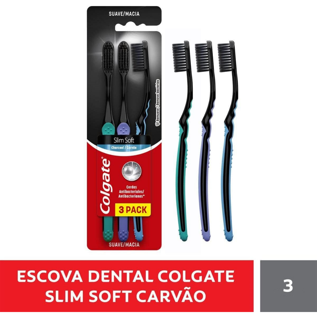 Escova De Dente Dental Colgate Slim Soft Black Pack Unidades