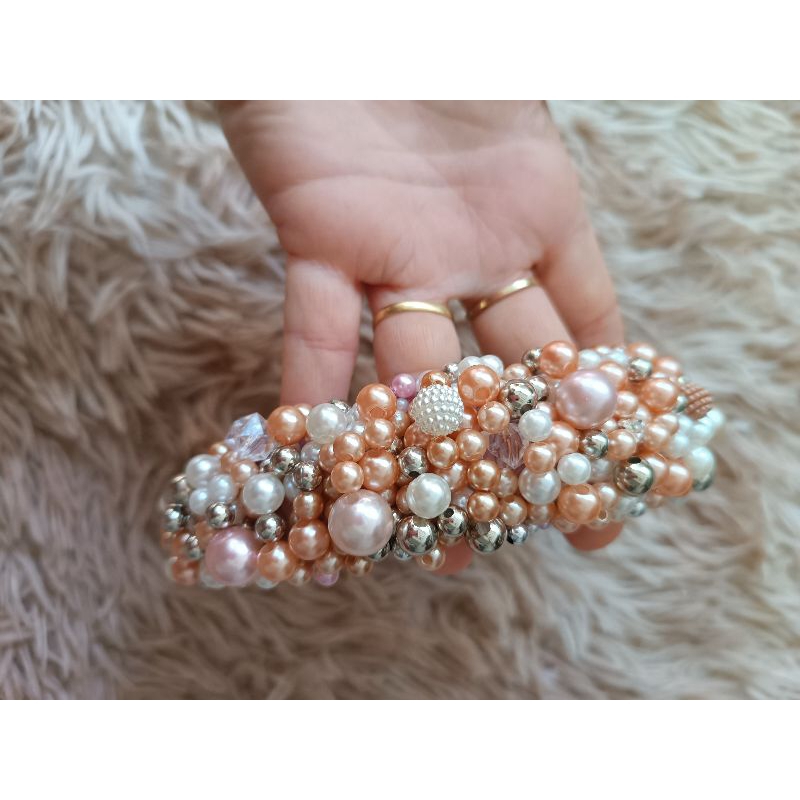 tiara arquinho grossa de pérolas rosé prata e nude Shopee Brasil