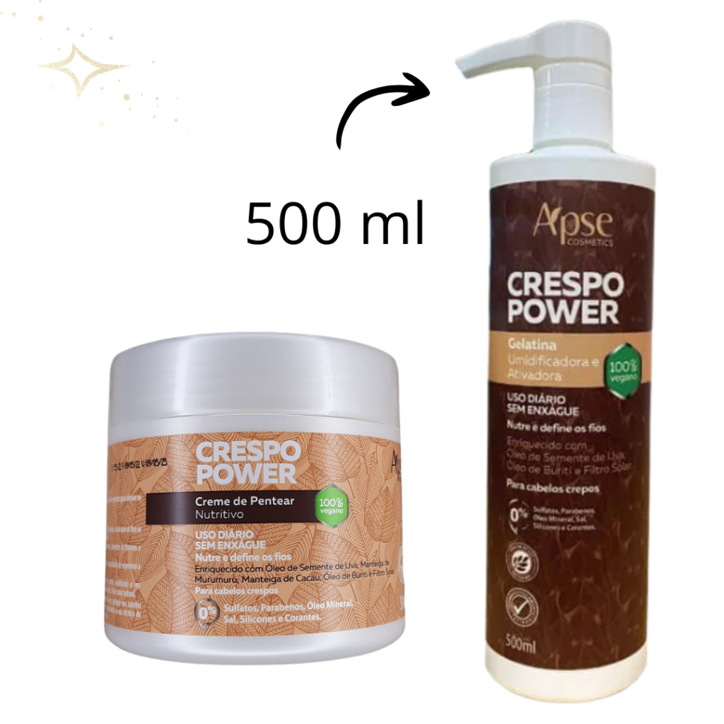 Kit Apse Crespo Power Tratamento Capilar 1 Creme De Pentear Cachos