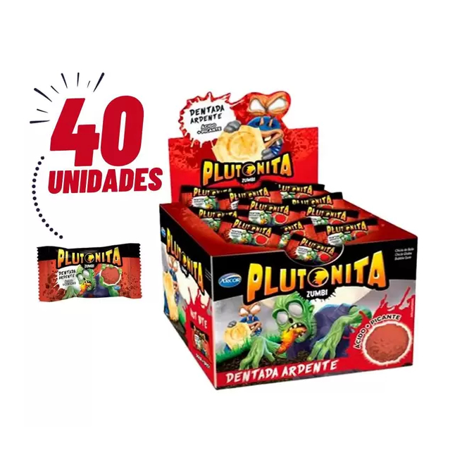 Caixa Chiclete Plutonita Dentada Ardente Display 40 Unidades