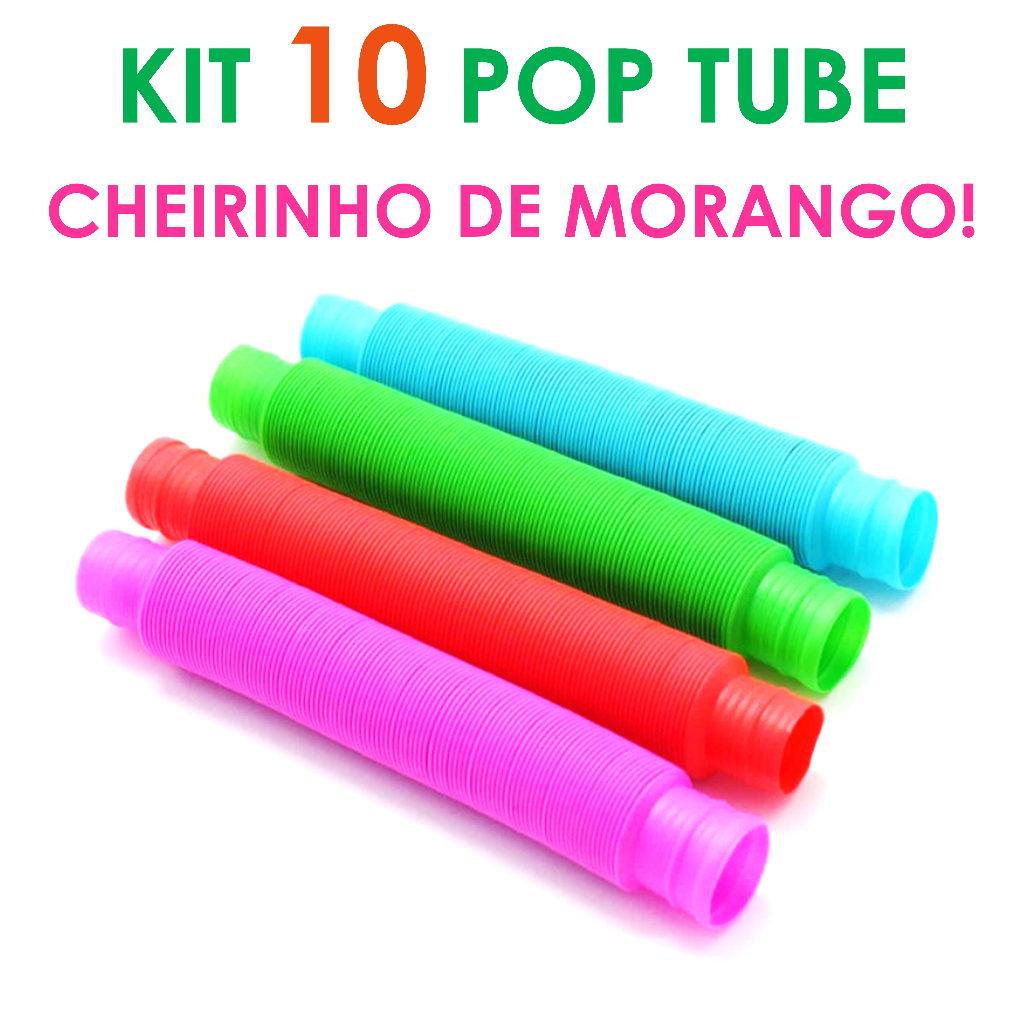 Kit 10 unidades POP TUBE 14cm Tubo Fidget Toy Sensorial Descompressão