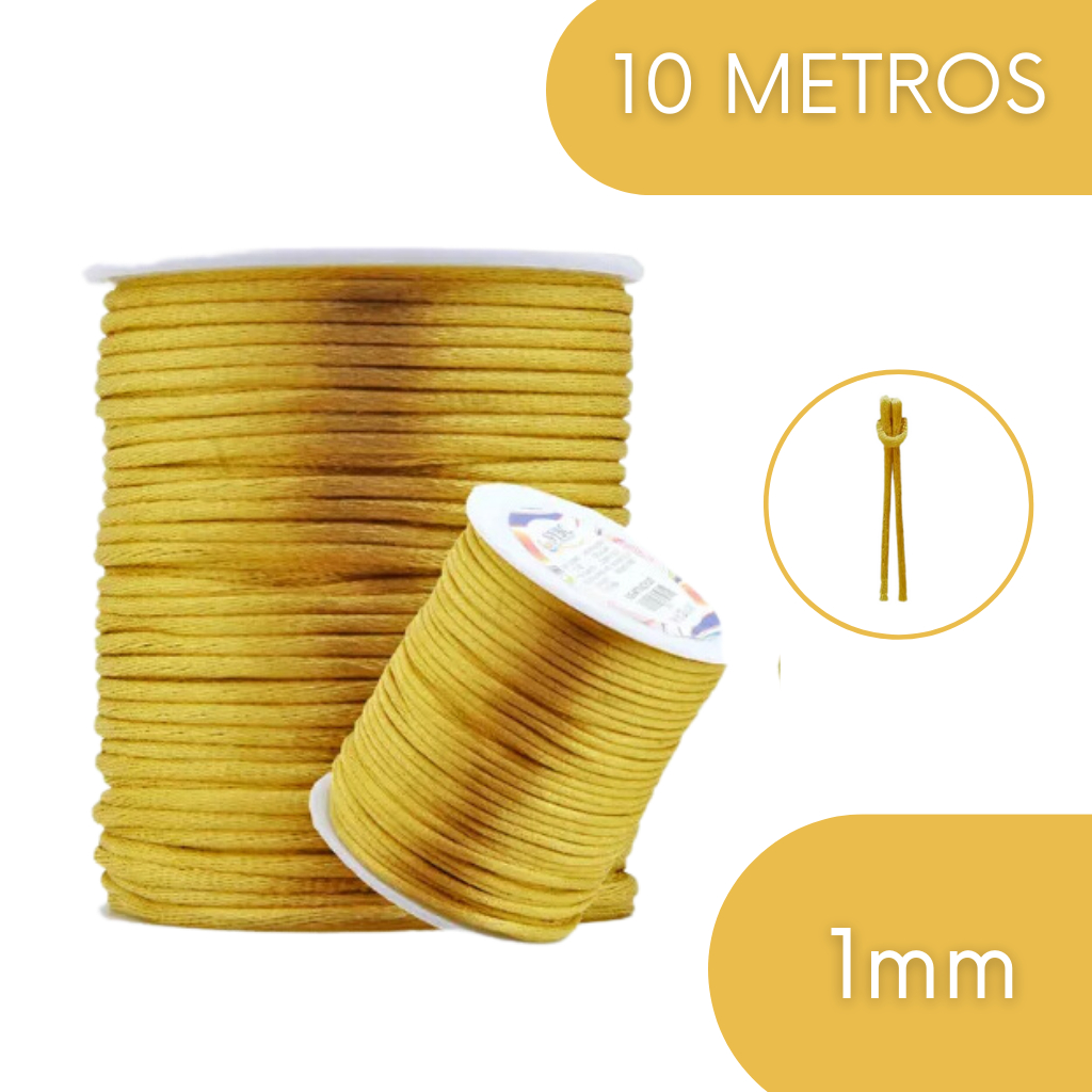 Fio De Cetim Rabo De Rato Acetinado Ouro Mm Metros Artesanato