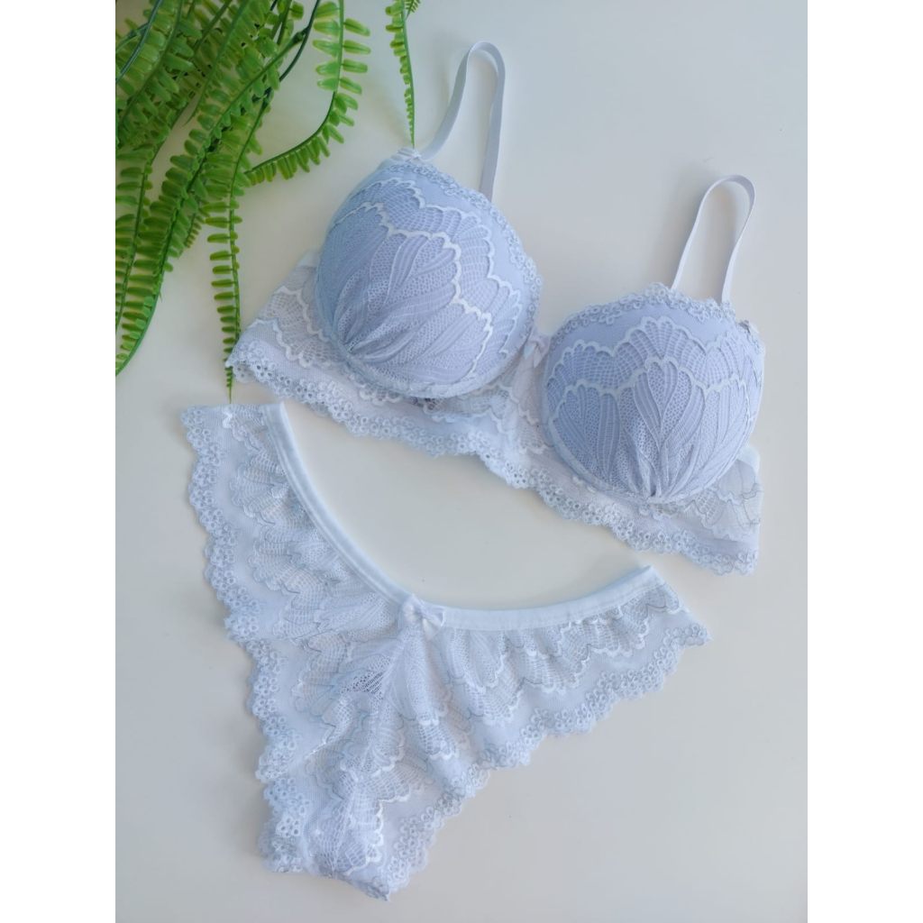 Conjunto Lingerie Blogueirinha Calcinha E Suti Todo Rendando