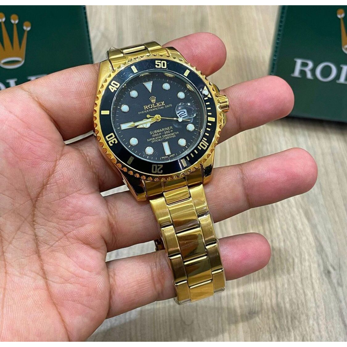 Relógio Rolex Submariner Pesado Dourado Banhado Shopee Brasil