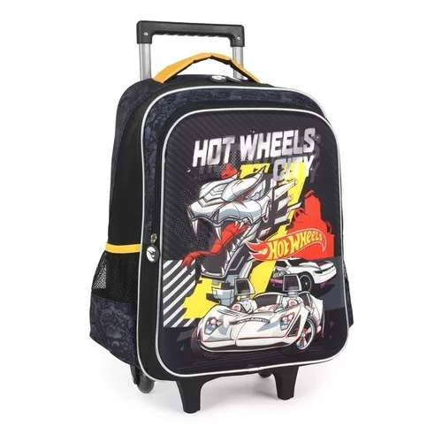 Mochila Escolar Menino Hot Wheels Alto Relevo City Rodinha G Shopee