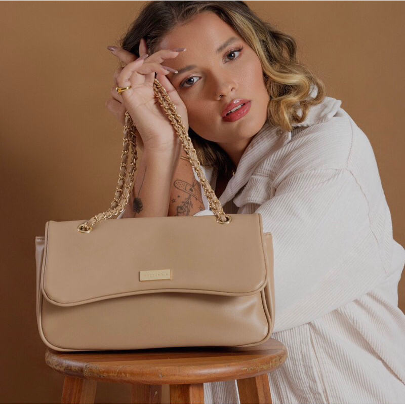 Bolsa Baguete Feminina Transversal Nude Shopee Brasil