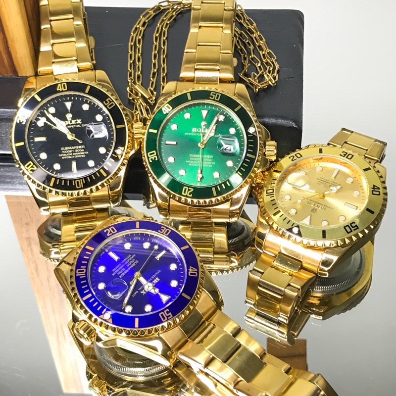 Rel Gio Masculino Feminino Inpire Submariner Dourado Linha Premium