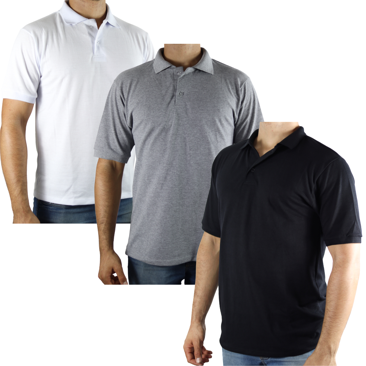 Camisa Gola Polo Masculina Pique Blusa Basica Preta Branca Cinza Lisa