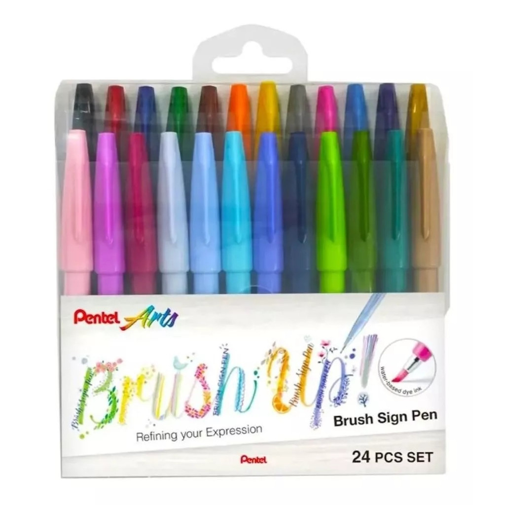 Kit Caneta Pincel Pentel Brush Sign Cores Shopee Brasil