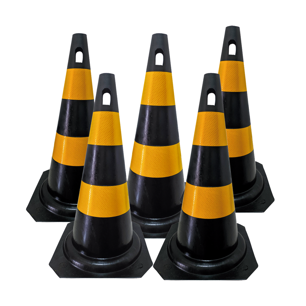 5 Cones De Borracha Flexível 50Cm C Faixa Refletiva Shopee Brasil