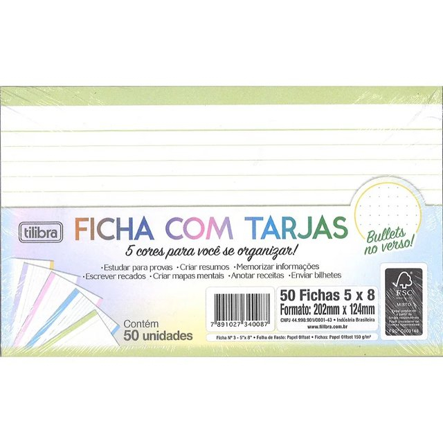 Ficha Pautada Para Resumos Tarja Tilibra X Folhas Shopee Brasil