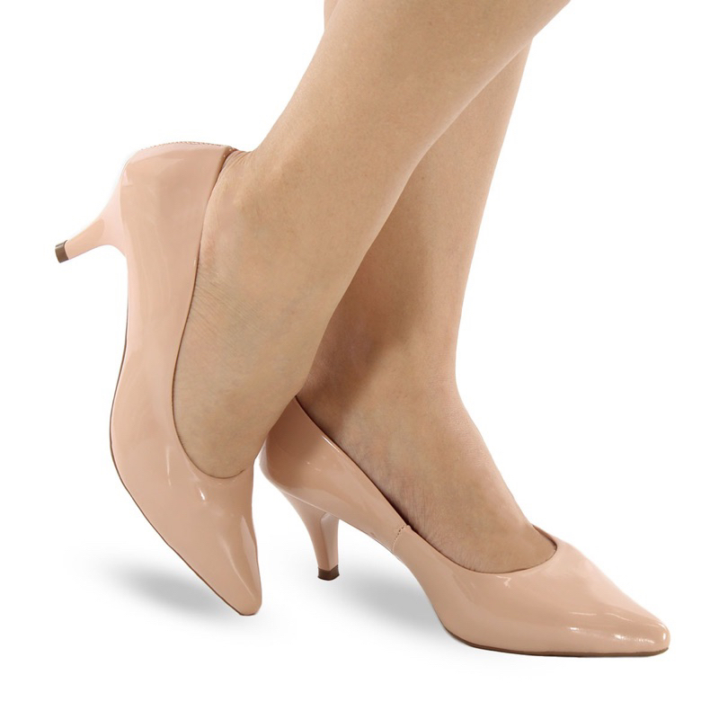 Scarpin Feminino Vz Nude Confort Salto Baixo 6cm Shopee Brasil