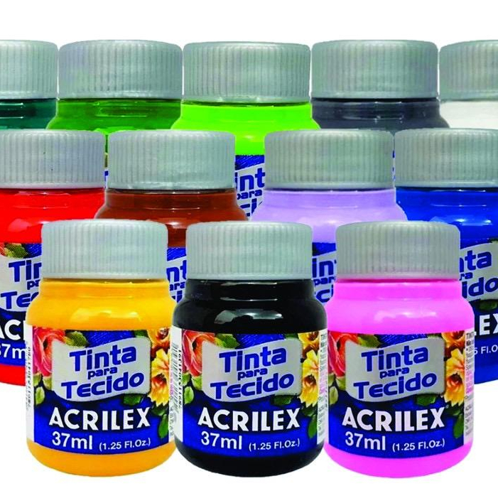 Kit Tintas Para Tecido Acrilex Varias Cores Tinta Para Pintura