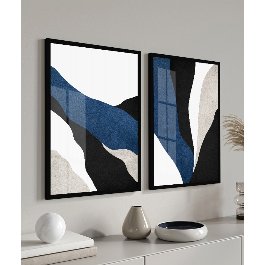 Quadro Decorativo Abstrato Azul Moderno Vidro Pe As Shopee Brasil