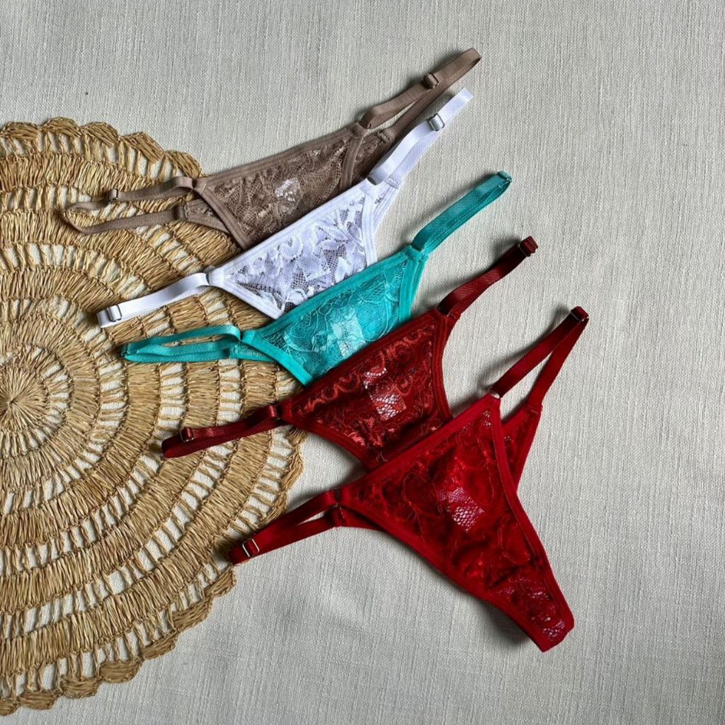 Kit Calcinhas De Renda Fio Sensual Regulagem Lingerie Feminino