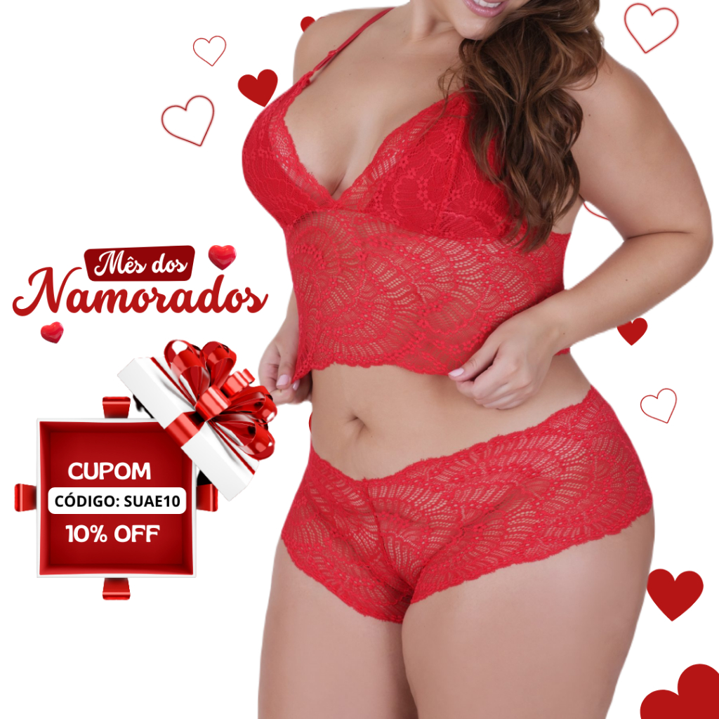 Lingerie Langerie Sexy Plus Size Conjunto Composto Por Cropped E